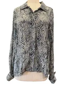 Vintage Neiman Marcus zebra print button down blouse