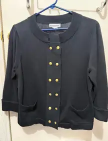 Jessica London Women’s Medium Black Cardigan with Gold Buttons