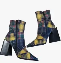 Jeffrey Campbell Siren plaid patchwork bootie size 6