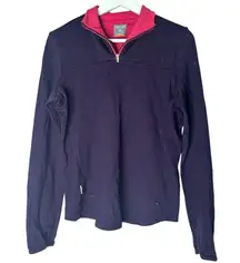 Icebreaker Merino Wool Quarter Zip Sweater Purple Size Medium