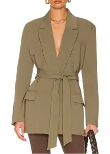 Bardot Belted Blazer in Khaki Green size Medium NWT Long Sleeves Belted Olive