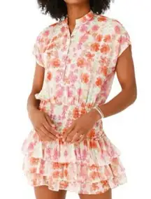 MISA Eloisa Smocked Waist Floral Tiered Ruffle Mini Dress Size L NWT