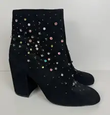 Steve Madden Star Crystal Embellished Studded Georgia Ankle Booties Black Sz‎ 10