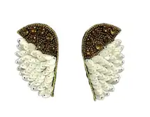 Angel wing statement earrings sequins beaded felt - GIVEAWAY for LIVE shows