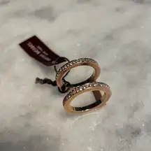 Henri Bendel Rose Gold Linked Puzzle Ring with Clear Crystals - Size 5.25 - NWT