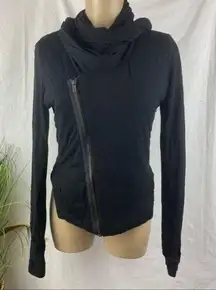 BCBG Max Azria Black Zip Up Scarve Athleisure Jacket S Small