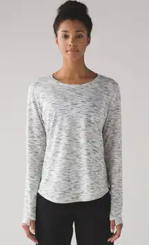 Lululemon Lost In Pace Long Sleeve Top Tiger Space Dye Black White Womens Size 8