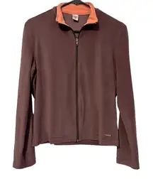 Prana Brown Fleece Zip-Up Jacket‎ Size Small USA Y2K
