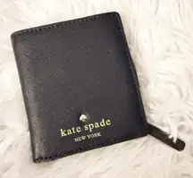 KATE SPADE | Cedar Street Small Stacy Navy Blue Saffiano Leather Bi-fold Wallet