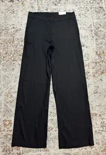 CHICO’s linen black wide leg pull-on stretch linen blend pants size 8 NWT