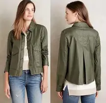 Anthropologie Hei Hei Coated / Waxed Army Green 
Military Utility Swing Jacket S