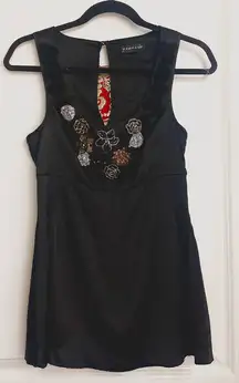 Vintage RARE 2000s Rampage‎ Satin Enamel Embellishment Mini Dress Y2K Babydoll