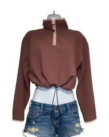 VS PINK mauve fleece cropped quarter zip sweatshirt