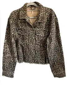 Free People Cheetah Print Denim Jacket