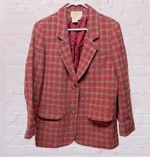 Eddie Bauer Vintage red blazer Plaid Wool jacket sz medium