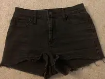 High Waisted Black Jean Shorts