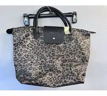 Chicos Womens Tote Bag Animal Packable Foldable Travel Purse Leopard Zip Top NWT
