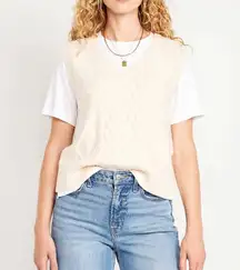 Old Navy SoSoft Cable knit v neck Vest cream color cozy Size XL TALL fit