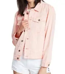 Neon Blonde NWT Dreamer Distressed Denim Jacket Pink Quartz Size XS Spring