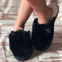 Black Fleece Lined Teddy Slippers