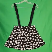 Tripp NYC Womens Black White Super‎ Star Suspender Skirt XS