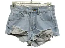 Shein short shorts denim jeans distressed size 26 stretch festival concert