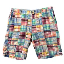 L.L. Bean Patchwork Shorts Favorite Fit Bermuda Plaid Madras Size 14R