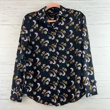 Banana Republic Dillon Shirt Button Down Feather Print Size XS