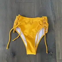 Zaful High Waisted Mustard Yellow Bikini Bottom Size Small New With Out Tags