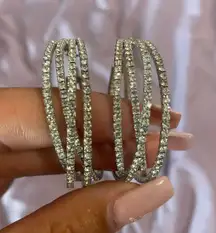 Silver Gem Hoops