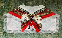 Vintage handmade south western bandana buffalo beaded shoulder neck scarf