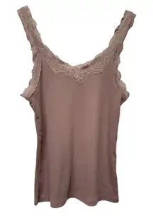 So Womens Y2K Lace‎ Cami Tank Top Sz S Brown Ribbed Coquette Preppy