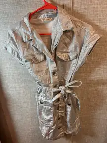 Silver Metalic Romper with pockets 