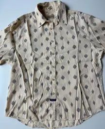 VTG Wrangler Womens Short Sleeve Shirt Yellow Southwestern Print‎ Button Down