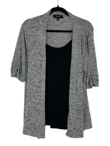 Naif Womens Heathered‎ Gray Draped Open Front Faux Layered Cardigan Size Medium