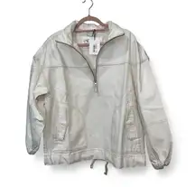 LNDN (London) denim pullover Jacket NWT Half Zip Drawstring Hem Long Sleeve