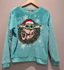 Star Wars Women's Green Baby Yoda Grogu Character Soft Christmas Sweater Large