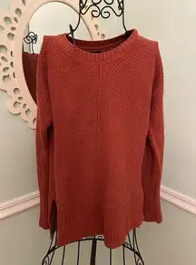 Rachel Zoe  S small orange sweater button sleeve high low