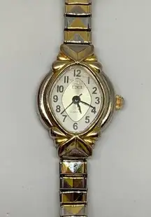 Vintage CG women’s gold silver tone watch quartz analog 19mm case running