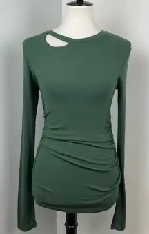 n:philanthropy Green Gavin Cutout Ruched Long-Sleeve Soft T-Shirt Large NEW