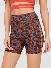 [Aerie] Offline Brown Goals Crochet Inset Geometric Bike Shorts NWT Sz Medium M