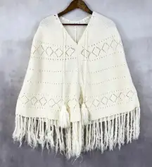 Handmade Poncho Boho Festival Cottage Western Tassel Fringe Stagecoach