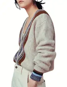 SKIES ARE BLUE Boho Striped V-neck Cardigan Sweater XS