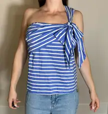 J. CREW ONE SHOULDER STRAPLESS STRIPE BOW TOP SIZE 8