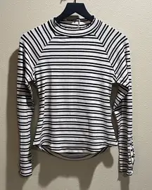 Free People Black and White Striped Long Sleeve shirt | Size Large