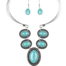 Paparazzi river ride blue blockbuster necklace dangle earrings set jewelry New