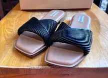 Steve Madden womens Limitt textured slides sandals summer vacation beach black 9