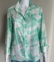 Vintage 70’s Jantzen Sea Shell Print Dagger Collar Top