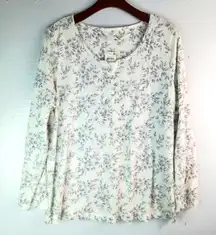 Charter Club XL Premium Cotton Faded Leaves Pajama Set in Gray on White