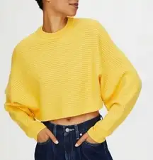 Wilfred Aritzia Yellow Lolan Cropped Ribbed Sweater Size Small Mustard Yellow